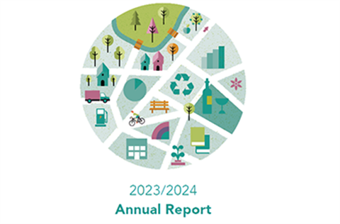 Annual Report cover with graphics