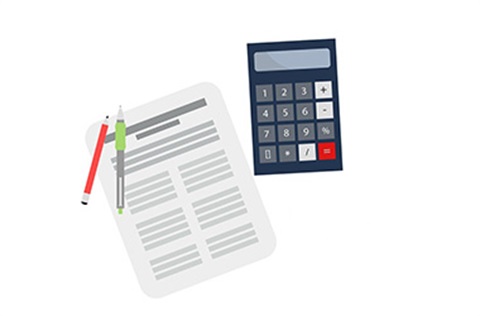 Graphic of document and calculator