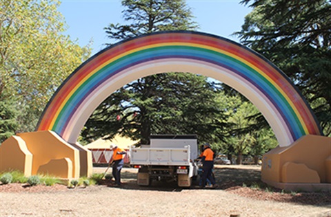 Outdoor crew doing ChillOut prep at Big Rainbow