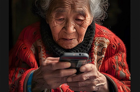 Older lady on her mobile phone